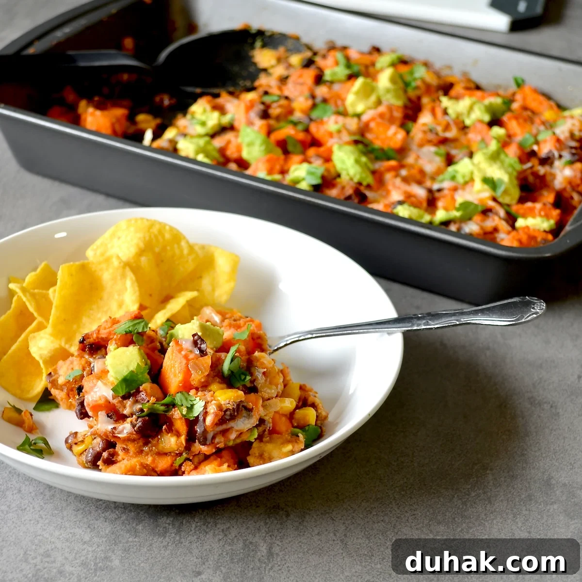 Enchilada casserole with chips