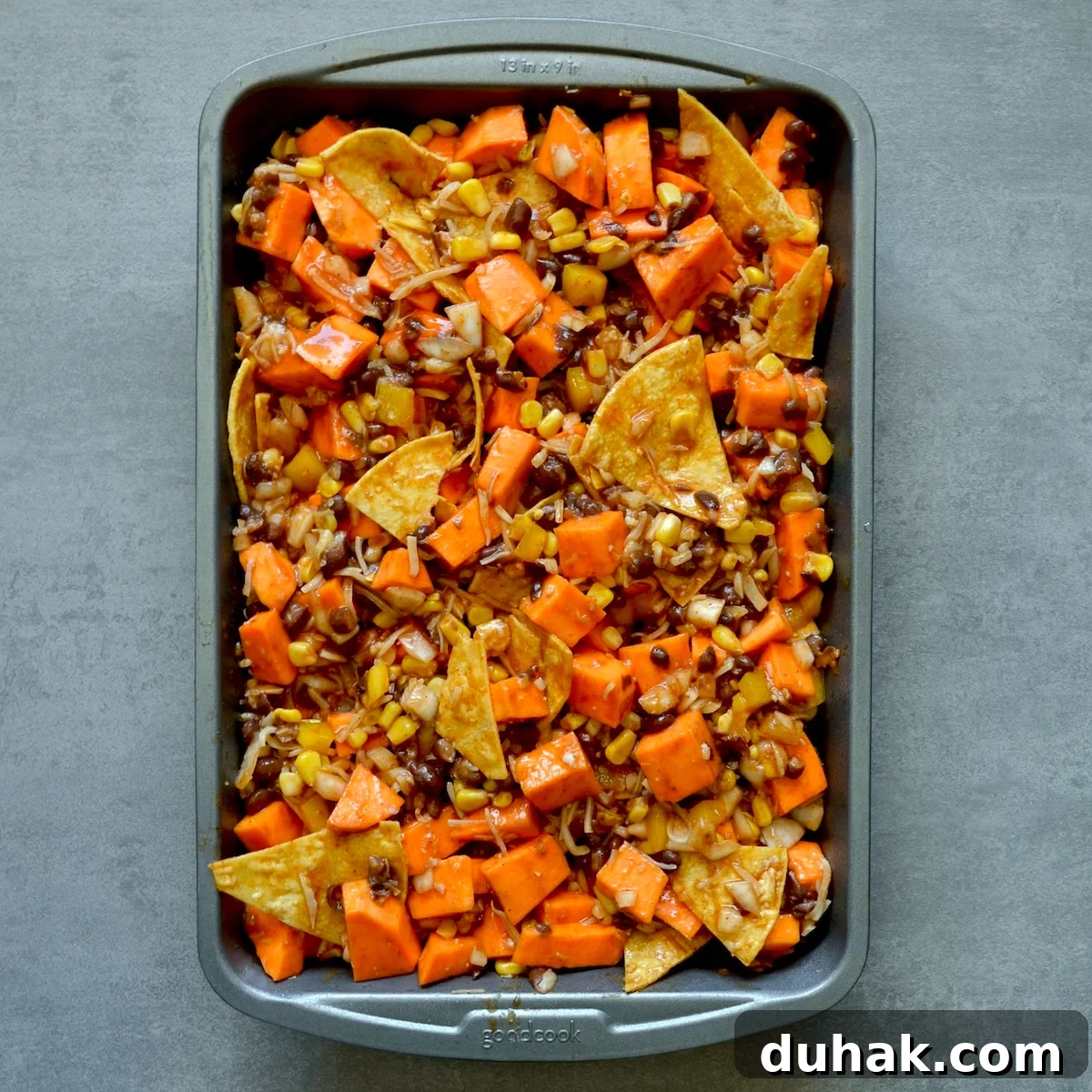Sweet potato casserole before baking