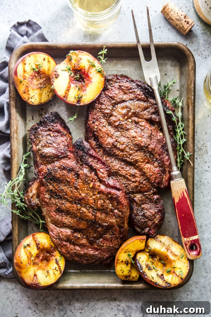 Grilled Ribeye with Caramelized Peaches and Herb Butter 7 www.thecuriousplate.com