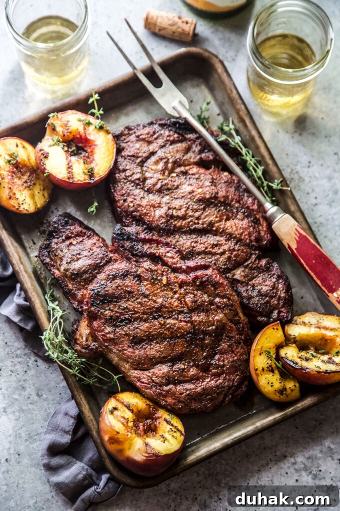 Grilled Ribeye with Caramelized Peaches and Herb Butter 8 www.thecuriousplate.com