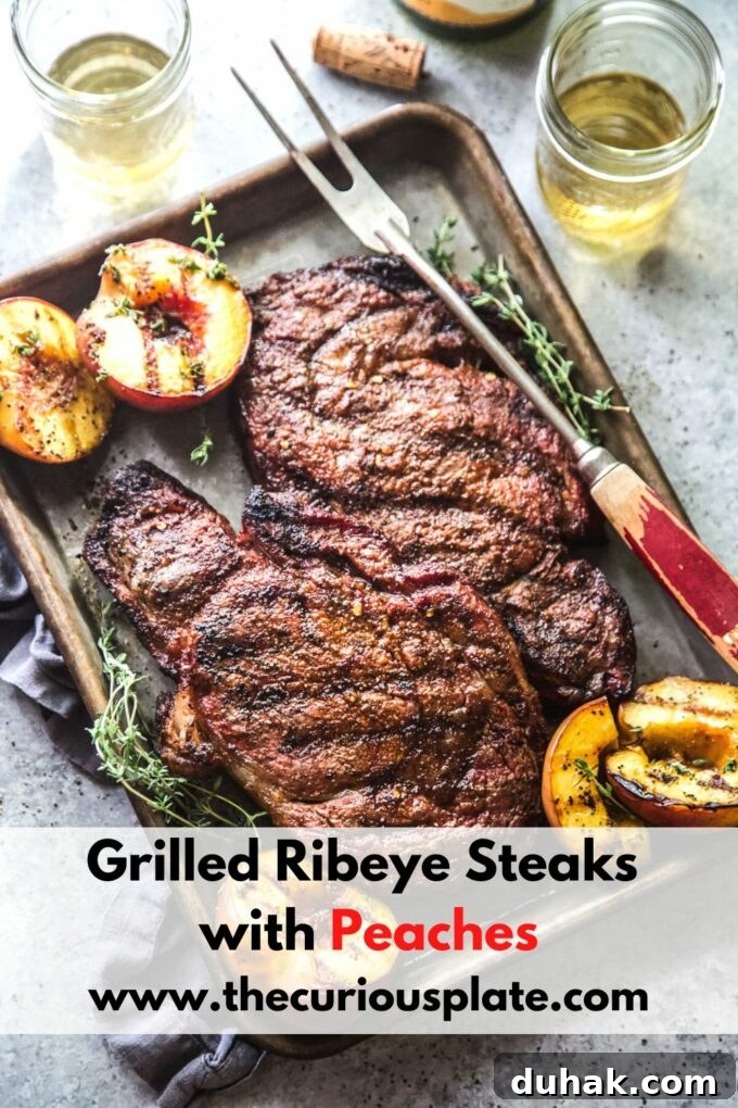 Grilled Ribeye with Caramelized Peaches and Herb Butter 10 www.thecuriousplate.com