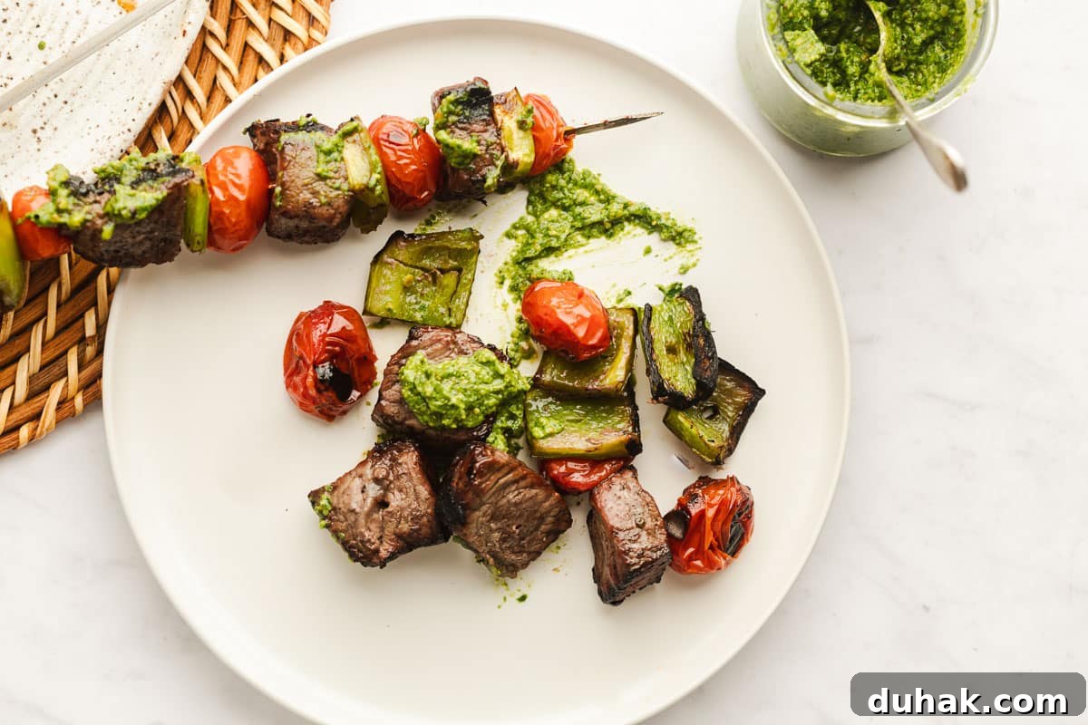 Grilled kabobs plated