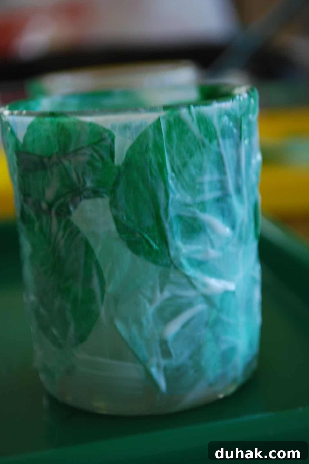St. Patrick’s Day Votive Candle Craft Ideas 7 votive covered in tissue paper and mod podge