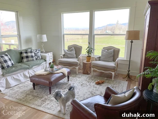 Farmhouse Moving Day: Vintage Rugs, Linen Finds, Books & More 4 furnished farmhouse living room