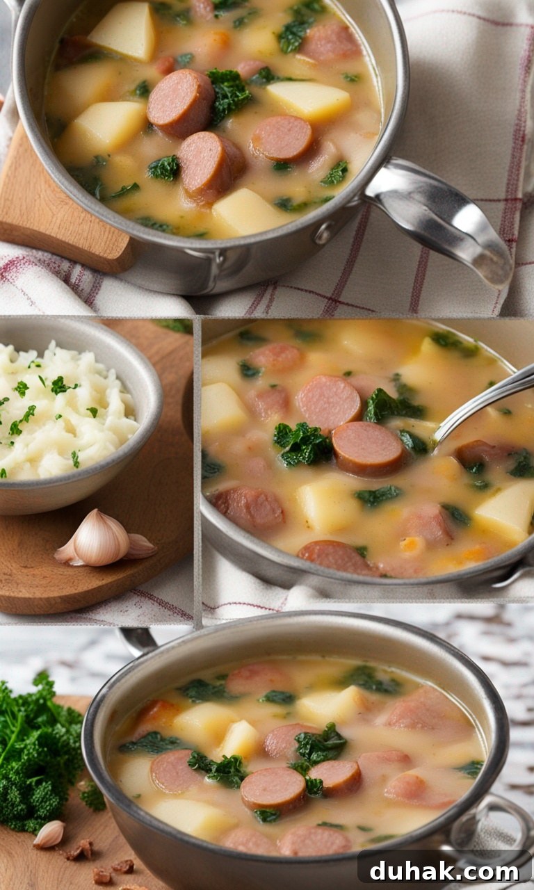 Hearty Polish Kielbasa and Potato Soup Recipe for Cozy Nights 3 Diced potatoes being added to simmering soup.