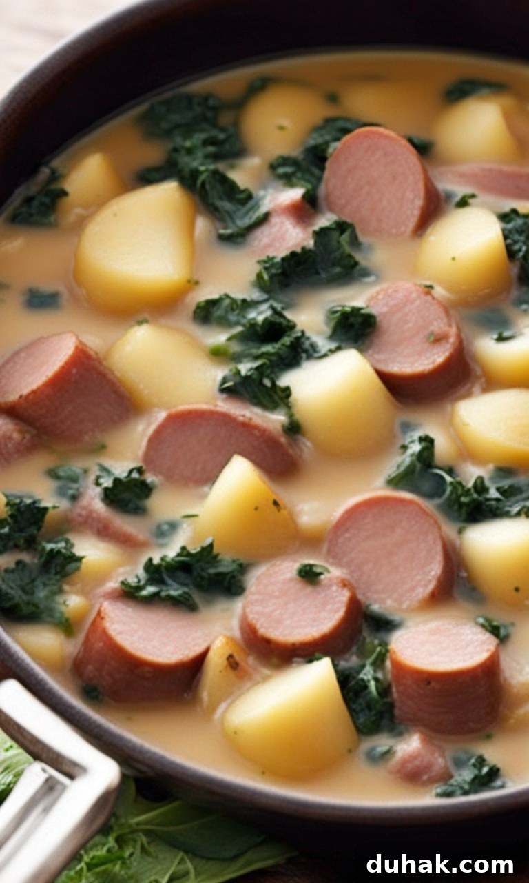 Hearty Polish Kielbasa and Potato Soup Recipe for Cozy Nights 4 Creamy Kielbasa Soup with fresh parsley garnish.