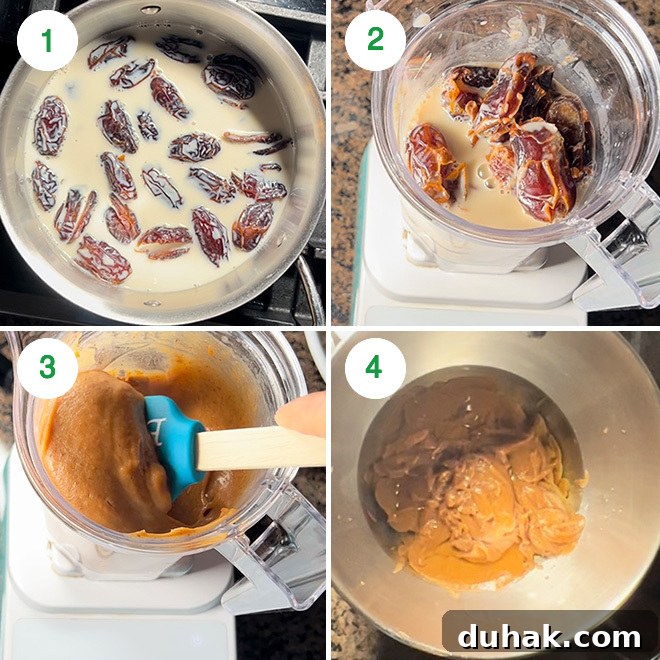Vegan Date and Walnut Cake Recipe – Moist, No-Egg Dessert 4 step by step picture collage of making eggless date walnut cake