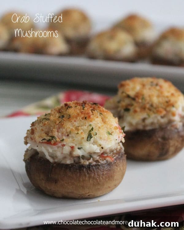 Crab Stuffed Mushrooms-with a hint of hot sauce to give them just a little kick