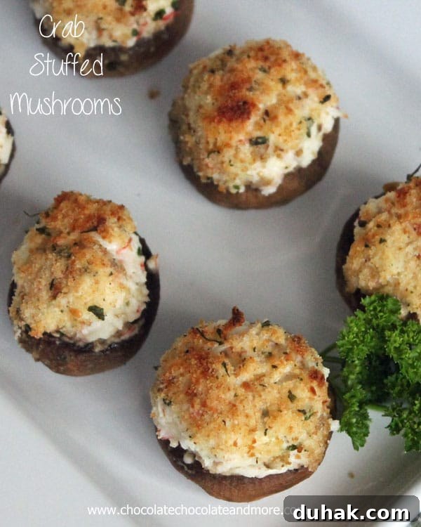 Crab Stuffed Mushrooms-with a hint of hot sauce to give them just a little kick