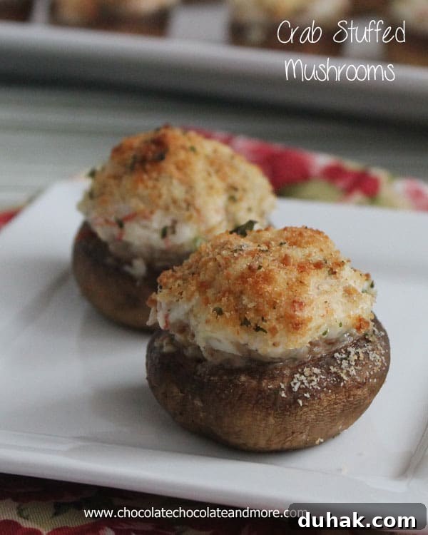 Crab Stuffed Mushrooms-with a hint of hot sauce to give them just a little kick