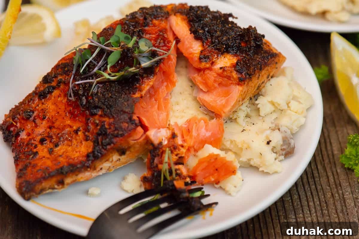 Blackened Salmon Recipe: Spicy Cajun Pan-Seared Fillets 14 tender flaky blackened salmon filets.