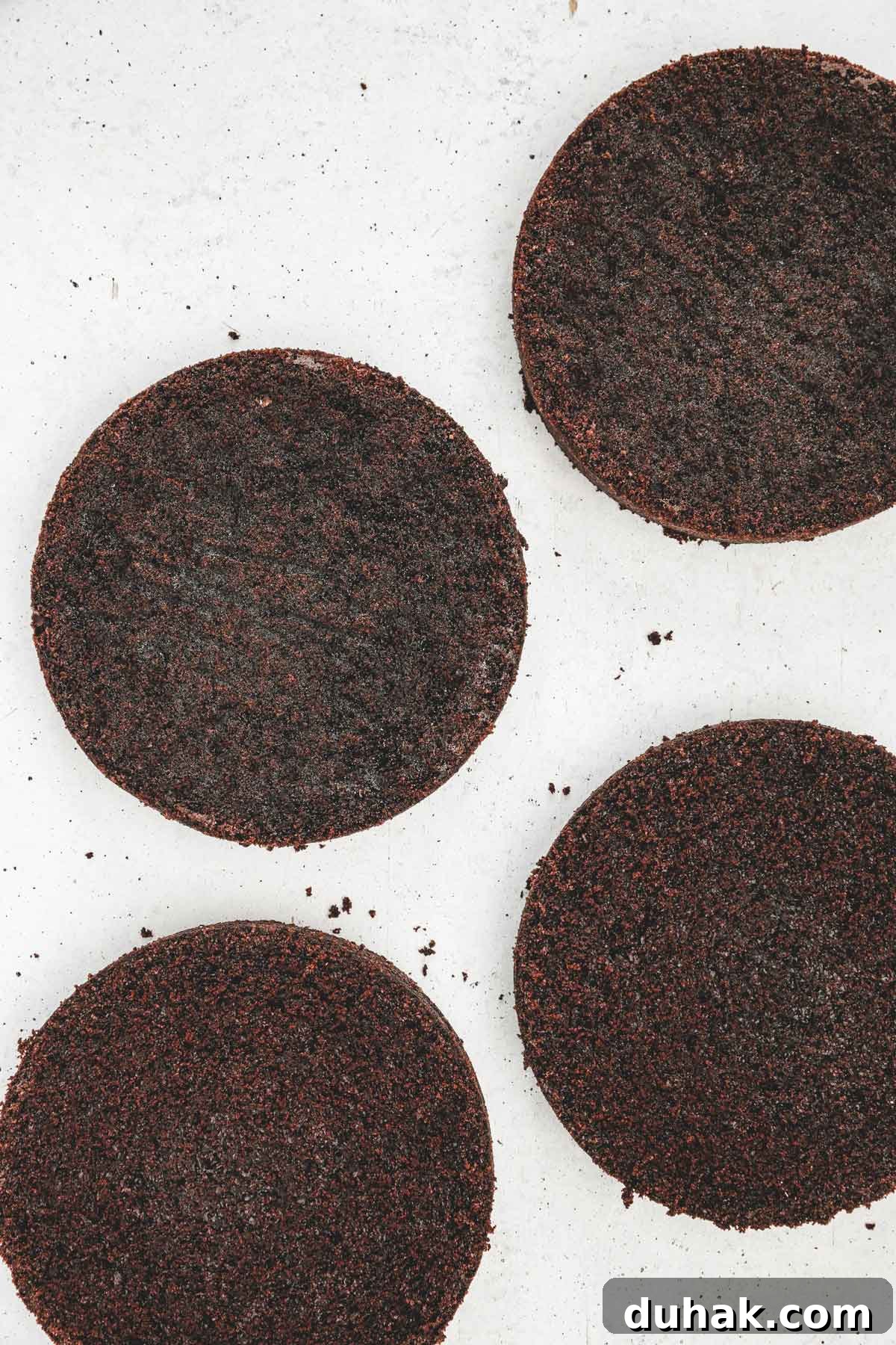 Decadent Nutella Chocolate Cake Recipe for Chocolate Lovers 6 Four chocolate cake layers ready for Nutella filling