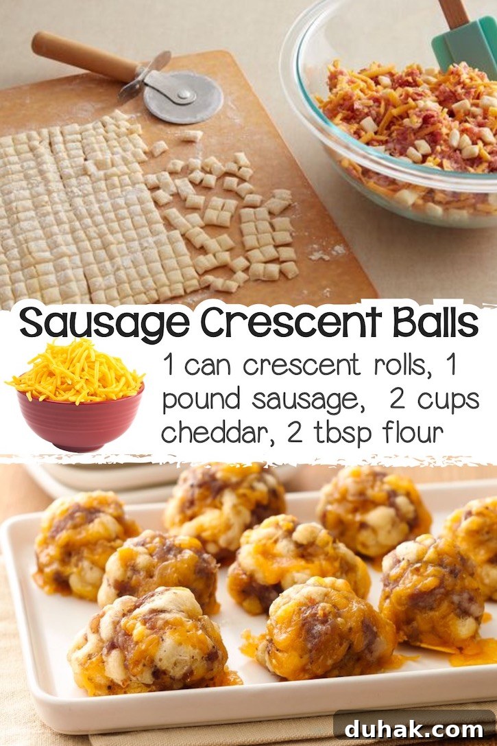 24 Creative Recipes You Can Make With Canned Refrigerated Dough 19 Sausage balls made with crescent dough pieces mixed with sausage and cheese, baked on a sheet pan.