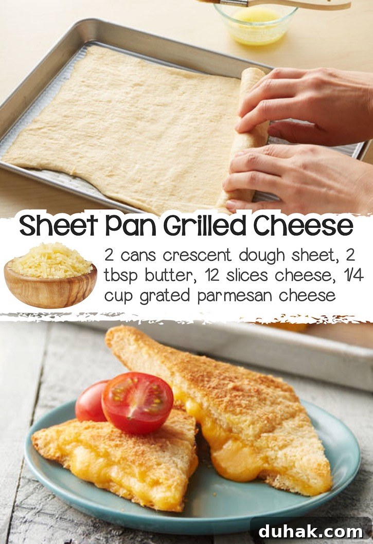 24 Creative Recipes You Can Make With Canned Refrigerated Dough 22 Large grilled cheese made on a sheet pan with crescent dough and gooey cheese, baked and cut into servings.