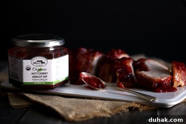 Bacon Wrapped Cherry Merlot Pork Tenderloin | Melanie Makes