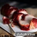Bacon Wrapped Cherry Merlot Pork Tenderloin | Melanie Makes