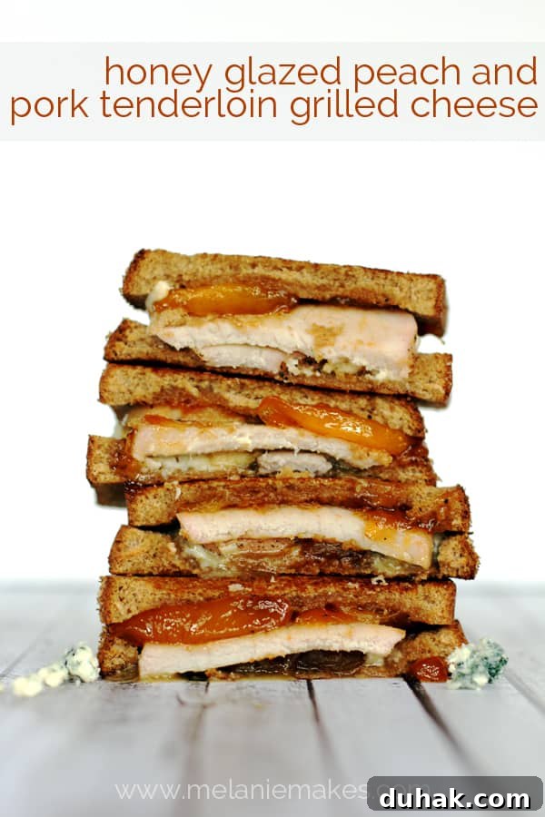 Honey Glazed Peach and Pork Tenderloin Grilled Cheese | Melanie Makes