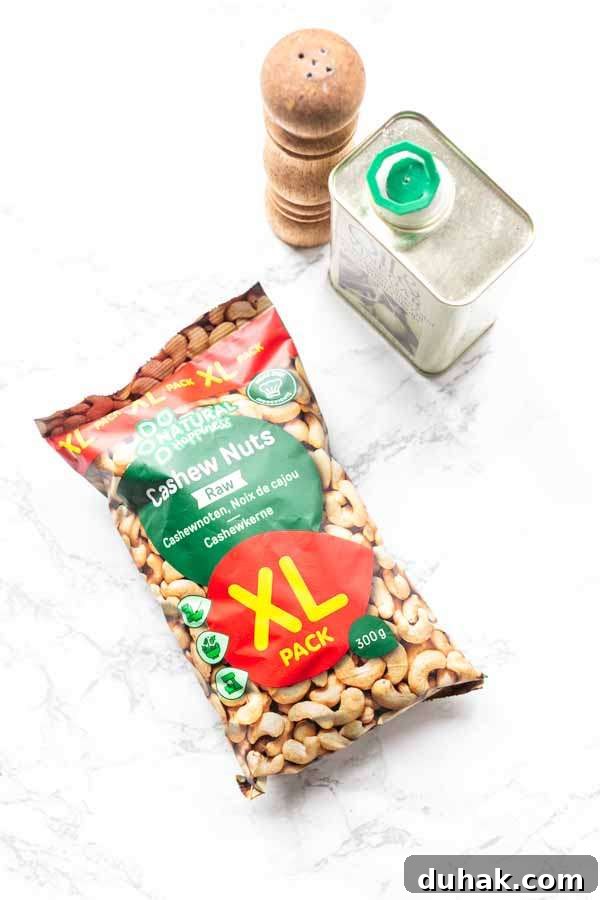 Air Fryer cashews ingredients