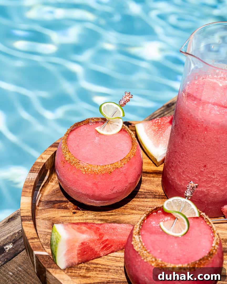 Watermelon Elderflower Margaritas by the Pool