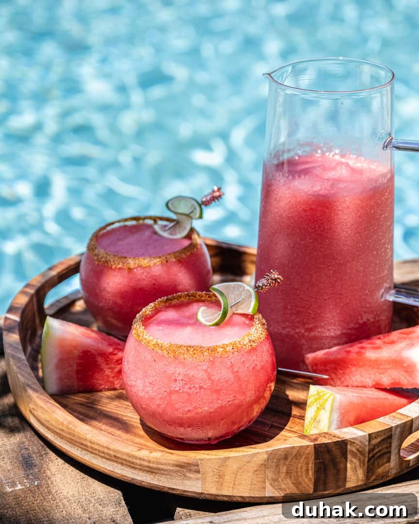 Watermelon Elderflower Margaritas by the Pool