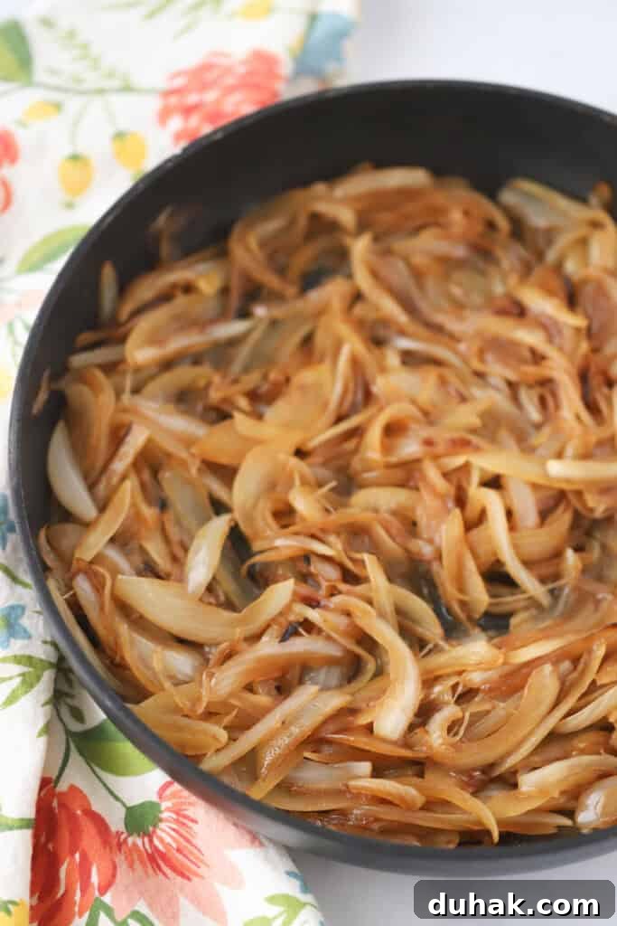 How to Make Sweet Caramelized Onions for Any Dish 2 Quick caramelized onions in a cast iron pan.