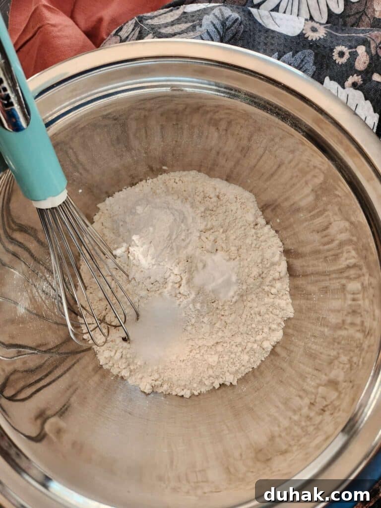 dry ingredients in a bowl for biscuits
