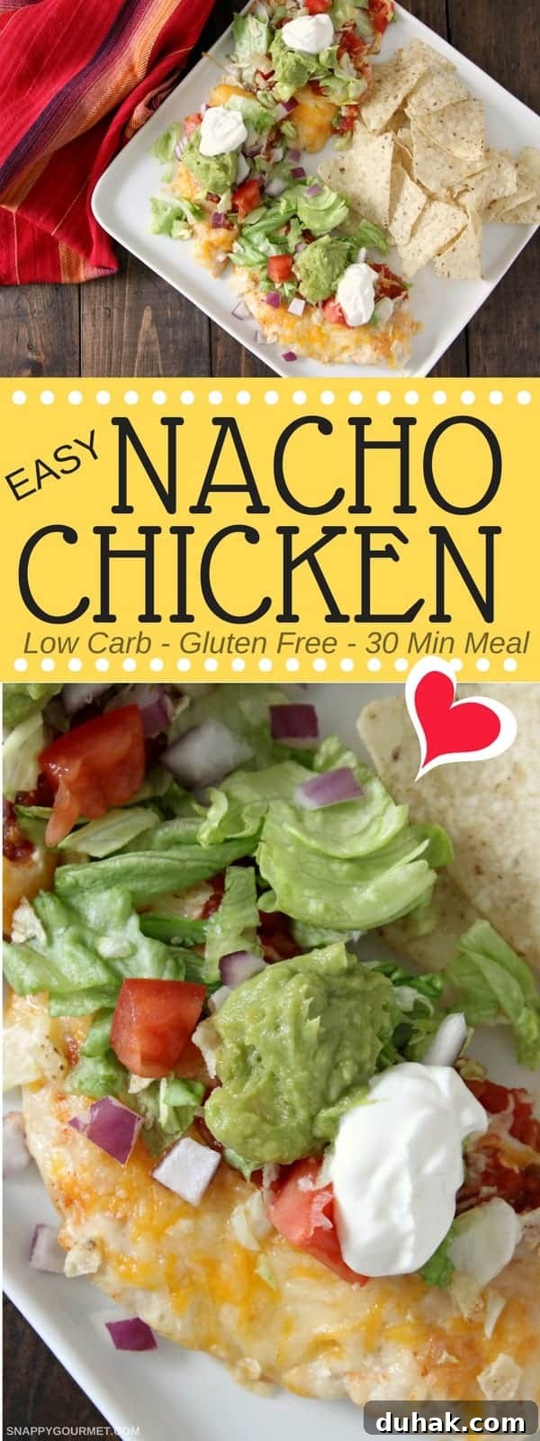 Easy Nacho Chicken - low carb baked chicken recipe. SnappyGourmet.com