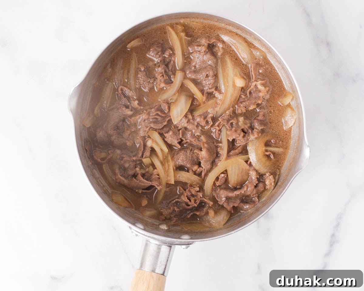 Authentic Gyudon: How to Make Japanese Beef Bowl at Home 6 Cooked gyudon beef